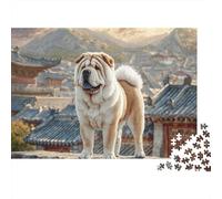 Chinese Courtyard Shar Pei 1000 Piece Jigsaw Puzzle Jigsaw Puzzle for Adults Relaxation Focus 52x38cm/1000pcs