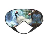 Chinese Crane Birds Peach Tree Print Satin Sleep Mask & Eye Mask | Deep Dream Sleep Masks for Women & Men | Soft Sleeping Eye Mask to Nourish Skin