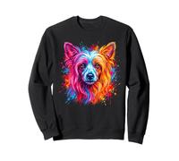 Chinese Crested Dog Colorful Dog Portrait Sweatshirt