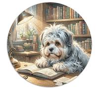 Chinese Crested Dog Puzzle 1000 Piece Jigsaw Round Jigsaws Adults Kids Puzzles Games Home Decoration Adult Educational Games Inspirational Challenge 1000pcs (67.5x67.5cm)
