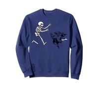 Chinese Crested dog running Skeleton halloween Sweatshirt