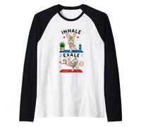 Chinese Crested Doing Yoga Inhale - exale DIGOR Funny Raglan Baseball Tee