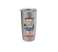 Chinese Crested Doing Yoga Inhale - exale DIGOR Funny Stainless Steel Insulated Tumbler