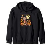 Chinese Crested Halloween Cute Spooky Dog Pumpkin Zip Hoodie
