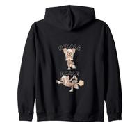 Chinese Crested practicing yoga inhale - exale DIGOR funny Zip Hoodie