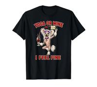 Chinese Crested Yoga or Wine I Feel Fine - DIGOR Funny Value Graphic T-Shirt, Men, Black, S