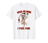 Chinese Crested Yoga or Wine I Feel Fine - DIGOR Funny Value Graphic T-Shirt, Men, White, S