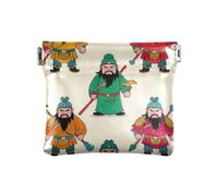 Chinese Cultural Figures Cartoon Beige Women's Leather Coin Purse Portable Change Wallet for Women Travel, Chinese cultural figures cartoon beige, One Size, Print Art