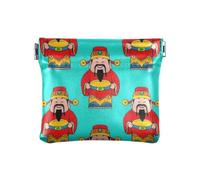 Chinese Cultural God Wealth Blue Women's Leather Coin Purses Pouches Cute Change Holder Card Organizer for Women Ladies, Chinese cultural God wealth blue, One Size, Print Art