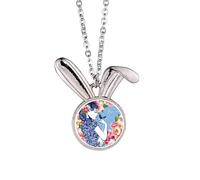 Chinese Culture Bird Flower Woman Rabbit Necklace Pendant Bunny Animal Jewelry Gift