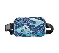 Chinese Culture Cloud Pattern Cute Crossbody Bag Waist Packs for Women Men Mini Croose Body Purse with Adjustable Strap for Cycling Hiking Gym