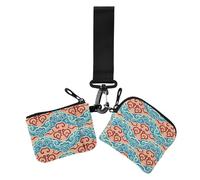 Chinese Culture Cloud Pattern Vintage Women's Change Wallet Card Cases Minimalist Wristlet Wallet Key Holder with Keychain for Ladies 2 Pcs, Chinese culture cloud pattern vintage, One Size, Casual