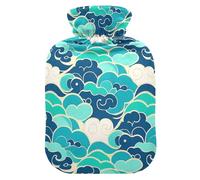 Chinese Culture Cloud Pattern Water Bottle for hot Water with Soft Cover, 2L hot Compress for Pain Relief