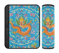 Chinese Culture Dragon Pattern Blue 2 pcs Belt Shoulder Strap Protects Your Neck and Shoulders for Truck forro para cinturon de seguridad