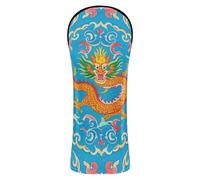 Chinese Culture Dragon Pattern Blue Golf Club Head Covers Headcover with Interchangeable No. Tags for Driver, Fairway Wood Hybrid 1 Pcs