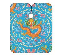 Chinese Culture Dragon Pattern Blue Salon Color Capes with Adjustable Snap Closure, Waterproof haircutting Capes for Adults bata para cortar Cabello 65" x 55"