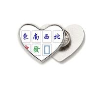 Chinese Culture Mahjong Game Heart Metal Pin Brooch Clip Love