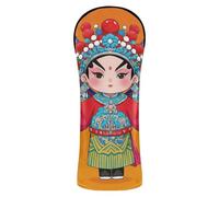 Chinese Culture Peking Opera Orange Golf Head Covers Premium Leather Headcovers with Number Tag for Driver, Fairway Wood Hybrid 1 Pack