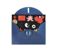 Chinese Culture Symbols Greeting Card With Envelope, Birthday Card, Christmas Card, Invitation Card, 3 Colors