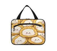 Chinese Cute Cartoon Dumpling Food Hanging Bags for Traveling with Hook, Designer Collapsible Make up Bag for Adults Gym bolso de para Mujer L
