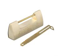 Chinese Design Antique Brass Padlock with Engraved Patterns for Jewelry Boxes and Cabinets, Secure Lock with Matching Key (Brass)