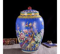 Chinese Design Ceramic Rice Bucket Grain Dispenser With Lid Household Storage Box For Food 10kg Bu cket Large Jar Beans Corns Wheat Oatmeal