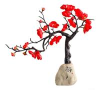Chinese-Designed Resin Wintersweet Ornament for Adding Quiet Sophistication to Interior Arrangements (Quiet + Red)