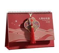 Chinese Desk Calendar 2026 Lunar Calendar Year of the Horse Landscape Painting Heavyweight Paper Office Memo Daily Multifunctional Memo Desktop Organizer Decorations(4)