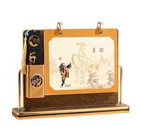 Chinese Desk Calendar 2026 Lunar Thousand Miles of Rivers Mountains Desk Calendar with Pencil Holder Year of the Horse Tear-Off Decorations Desktop Ornament(3)
