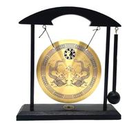Chinese desktop gong Fengshui Mini table top gong Attached mallet Chan sect Musical Instruments Family decorations Holiday gifts Attached red rope bracele (Double Dragons)