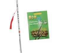 Chinese Dizi Flute G Key 304 Stainless Steel Classical Woodwind Instrument with Instruction Book for Beginners