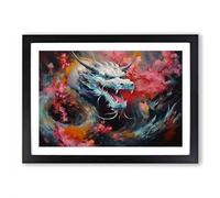 Chinese Dragon Abstract Framed Print | A2 Black Framed Wall Art | Ready to Hang | Abstract Fantasy Picture | Living Room Bedroom Lounge Office