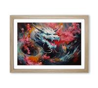 Chinese Dragon Abstract Framed Print | A2 Oak Framed Wall Art | Ready to Hang | Abstract Fantasy Picture | Living Room Bedroom Lounge Office