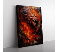 Chinese Dragon Action Painting Canvas Print for Living Room Bedroom Home Office Décor, Wall Art Picture Ready to Hang, 76x50 cm (30x20 Inch)