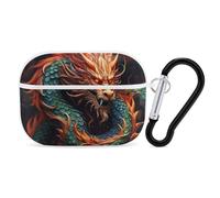 Chinese Dragon AirPods Pro 2 Case Cover, Shockproof Hard Shell Protective Case for Women Men, Compatible with Airpod Pro Case 2nd/1st Generation with Keychain-White