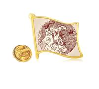 chinese dragon animal portrait Golden Metal Flag Lapel Pin Badge