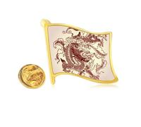 Chinese Dragon Animal Portrait Golden Metal Flag Lapel Pin Badge