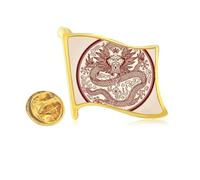chinese dragon animal portrait Golden Metal Flag Lapel Pin Badge
