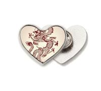 Chinese Dragon Animal Portrait Heart Metal Pin Brooch Clip Love