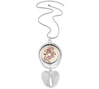 Chinese Dragon Animal Portrait Pendant Angel Wings Rotating Necklace Jewelry