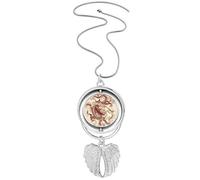 Chinese Dragon Animal Portrait Pendant Angel Wings Rotating Necklace Jewelry