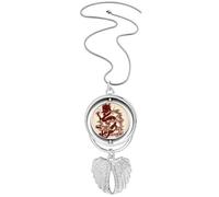 Chinese Dragon Animal Portrait Pendant Angel Wings Rotating Necklace Jewelry