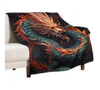 Chinese Dragon Blanket Soft Flannel Throw Blanket 50"x60", Lightweight Decorative Blankets Warm Cozy Blankets for Couch, Bed, Camping & Travel, Ideal Gifts for Women Men