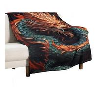 Chinese Dragon Blanket Soft Flannel Throw Blanket 50"x70", Lightweight Decorative Blankets Warm Cozy Blankets for Couch, Bed, Camping & Travel, Ideal Gifts for Women Men