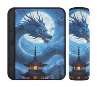 Chinese Dragon Blue Moon 2 Pack car seat Strap Covers Stop seat Belt Cutting into Neck for Backpack funda para cinturón de carro
