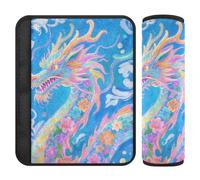 Chinese Dragon Blue seat Belt Shoulder Strap pad,Stop seat Belt Cutting into Neck,Seatbelt Cover for Truck Backpack Van funda para cinturón de carro 2 Pack