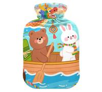 Chinese Dragon Boat Festival Cute hot Water Bottle with Soft Cover, 2L Water Bottle Bag for Tummy Warmer, Tummy Warmer, Tummy Warmer
