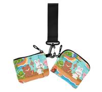 Chinese Dragon Boat Festival Women's Card Cases Change Holder Thin Flat Women Credit Card Case Coin Purse with Zipper Pocket for Lady 2 Packs