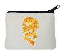 Chinese Dragon Burning Art Neoprene Coin Purse Pouch 10x11cm White
