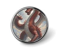 Chinese Dragon Button Pin Round Alloy Lapel Pins Badges Novelty Funny Enamel Pins Button Lapel Personalized Pinback Button Badges Cute Brooche Pin for Backpacks Jackets Bags
